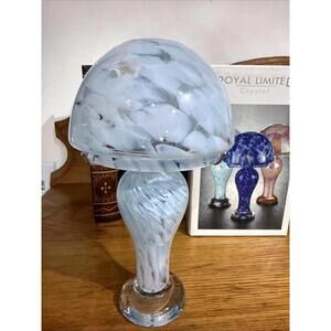 VTG Crystal Glass Fairy Lamp Ice Blue Votive Candle Holder Royal Ltd New In Box